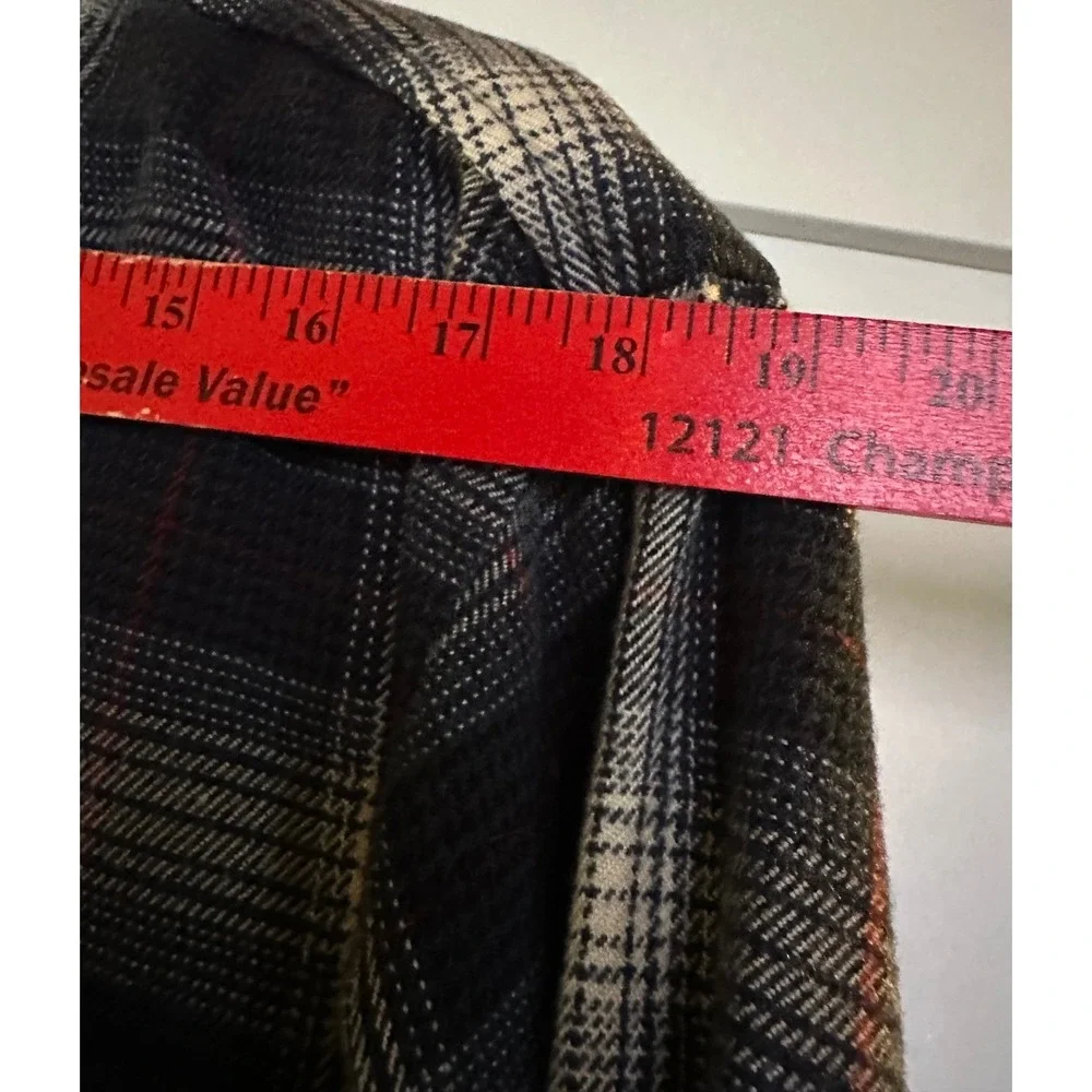 Unionbay Black/Blue Plaid Flannel Shacket Button Up Long Sleeve‎ Mens Size Large